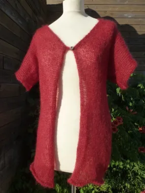 Gilet Mohair et soie rouge - Gilet laine femme