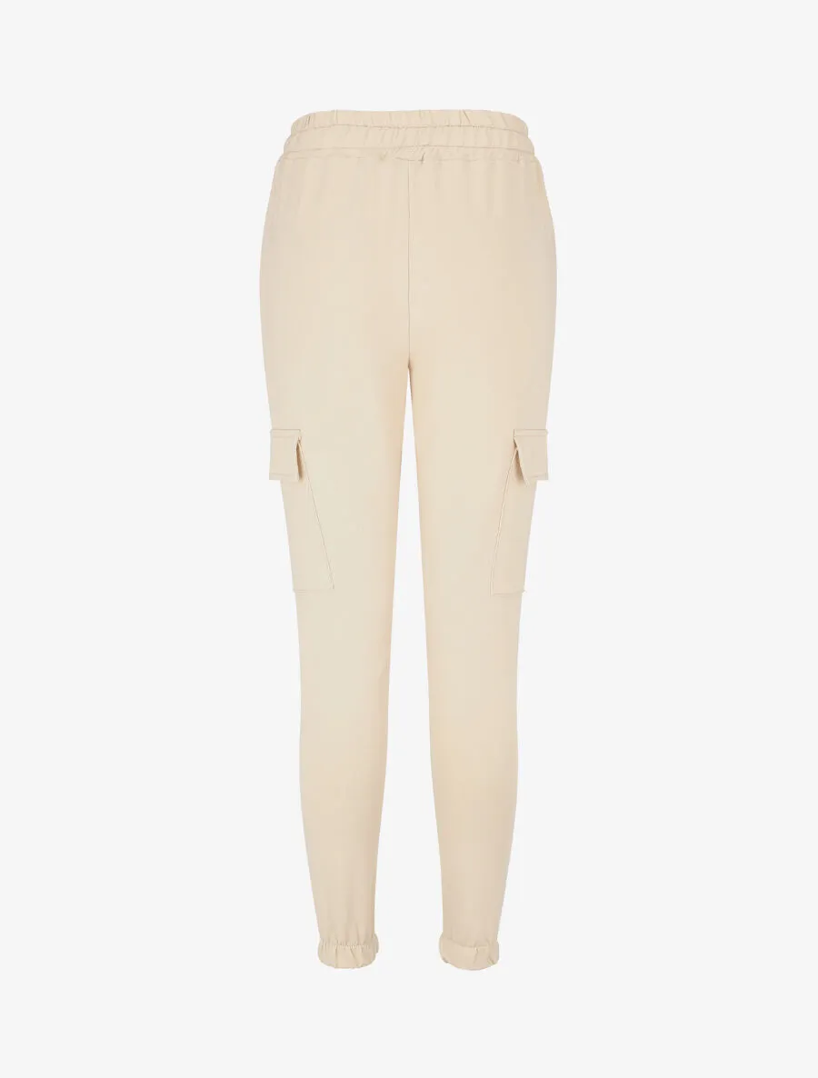 Jogging style cargo taille haute - Beige