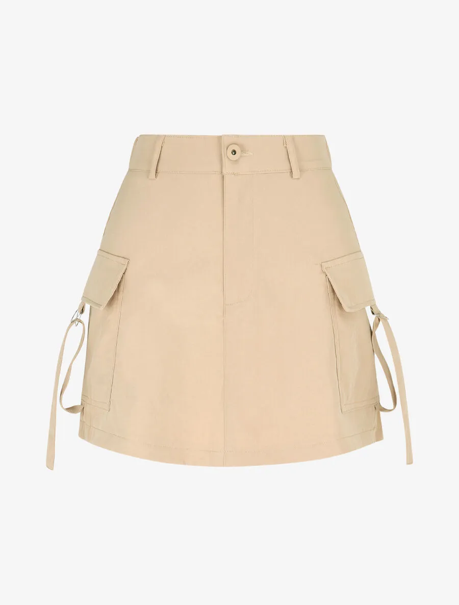 Jupe short cargo uni - Beige