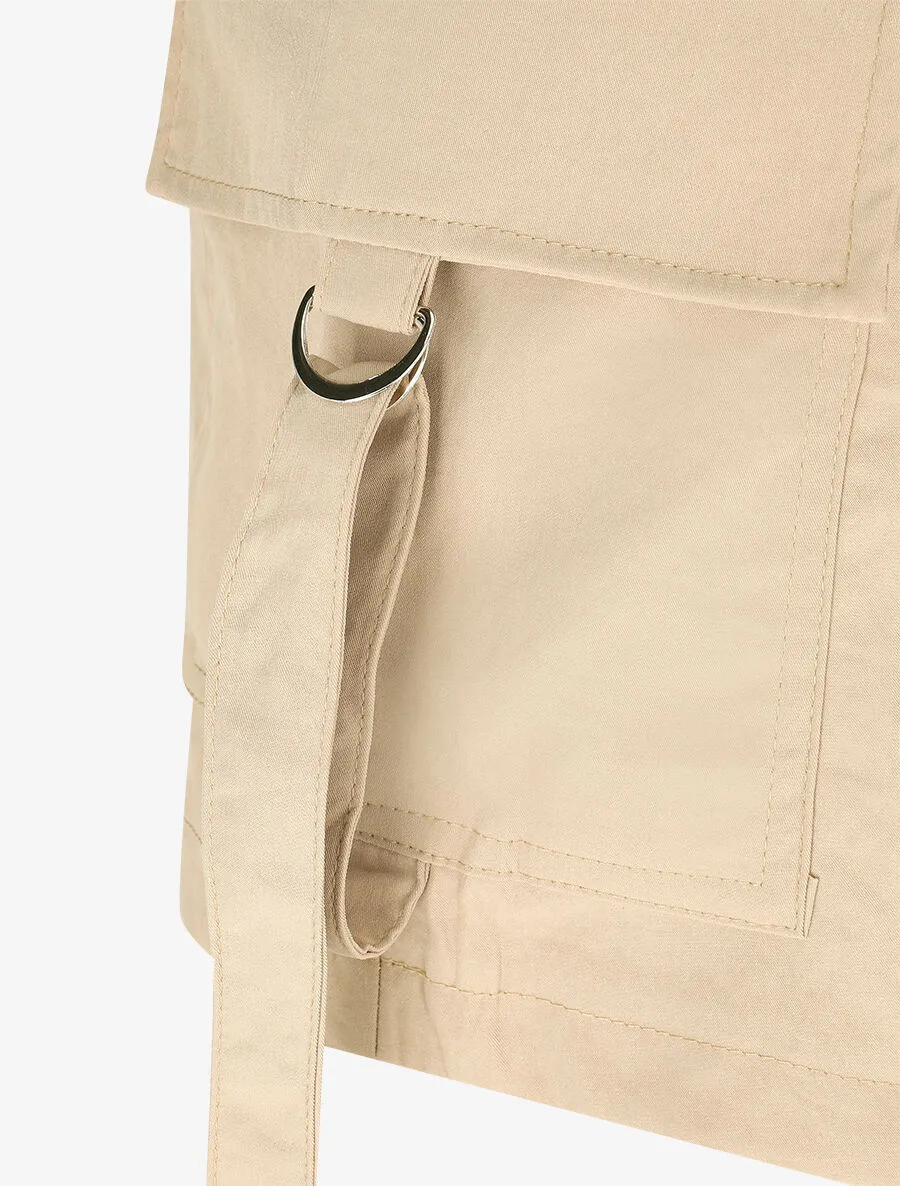 Jupe short cargo uni - Beige