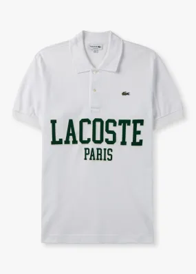 Lacoste Mens French Heritage Flocked Pique Polo Shirt In White - Trouva