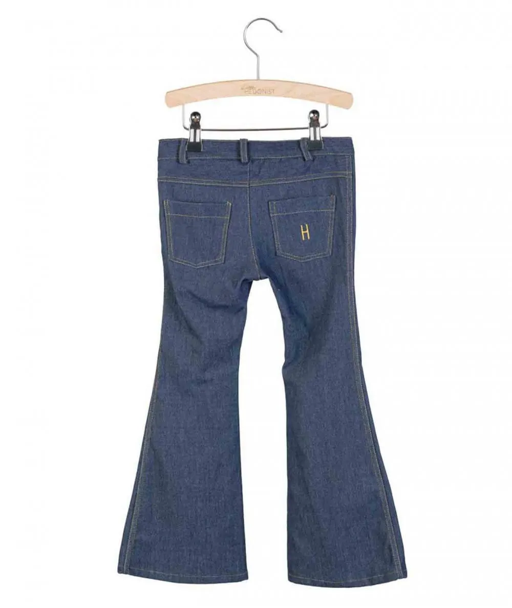 Little Hedonist : Pantalon évasé pattes d'éléphant 4 poches 'Bay' - Dark Denim - 100% Ecoresponsable - Mer(e)veil