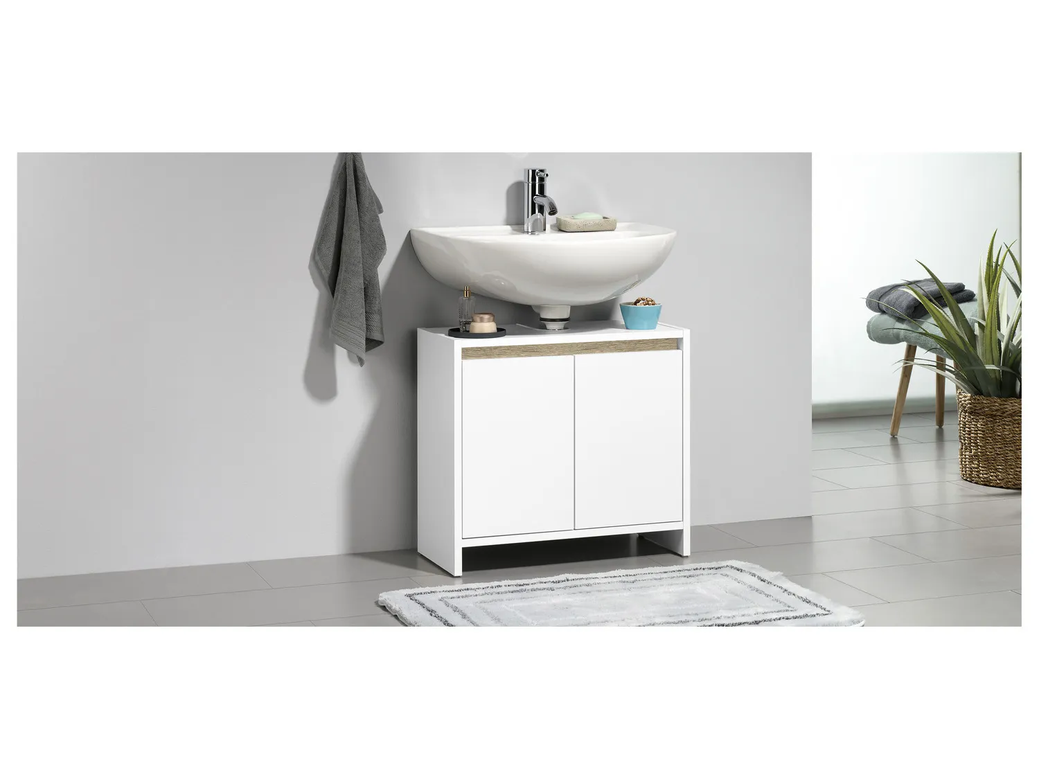 LIVARNO home Meuble sous-vasque Oslo, 60 x 55 x 28 cm, blanc