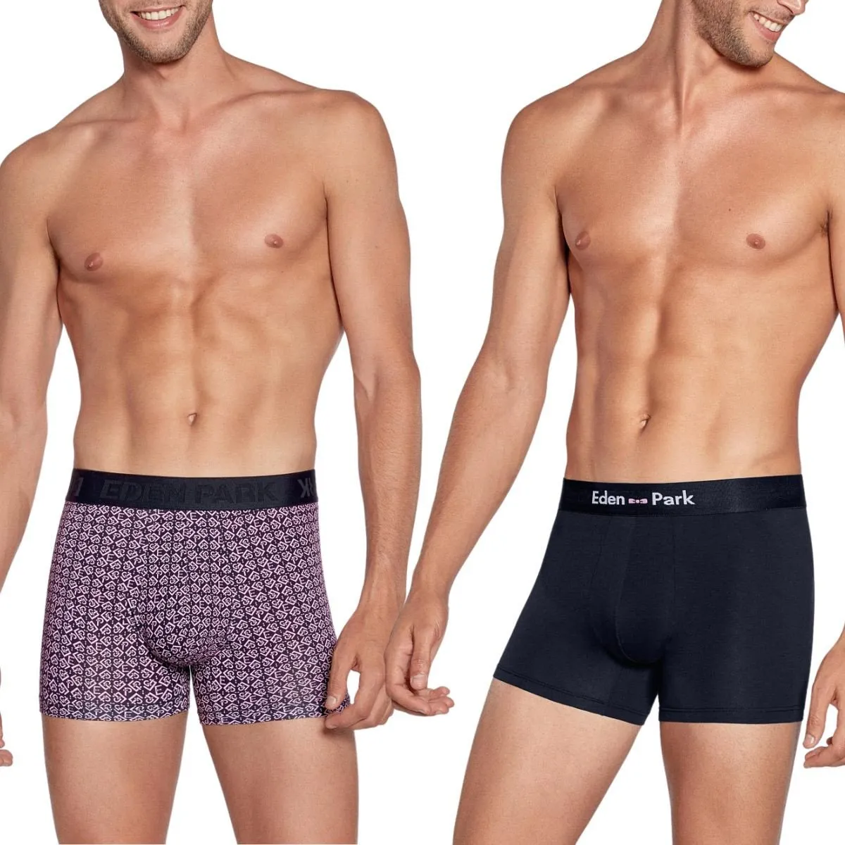 Lot de 2 Boxers Eden Park avec deux coloris bleu marine et rose