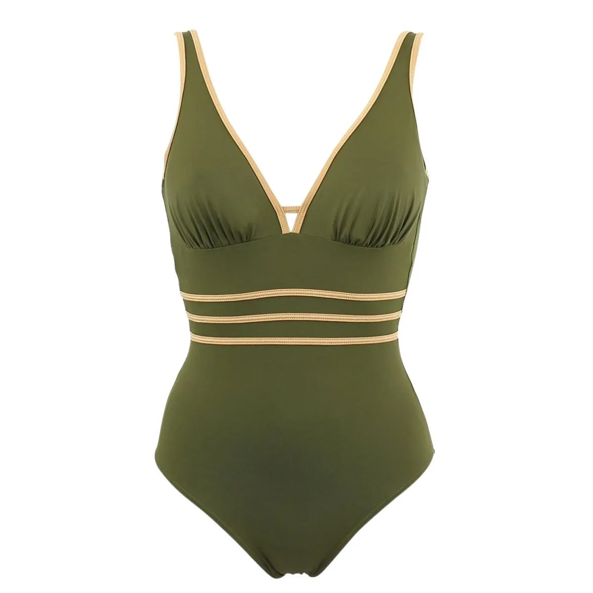 Maillot de bain 1 pièce coupé sous poitrine Venezia Kaki de Janine Robin