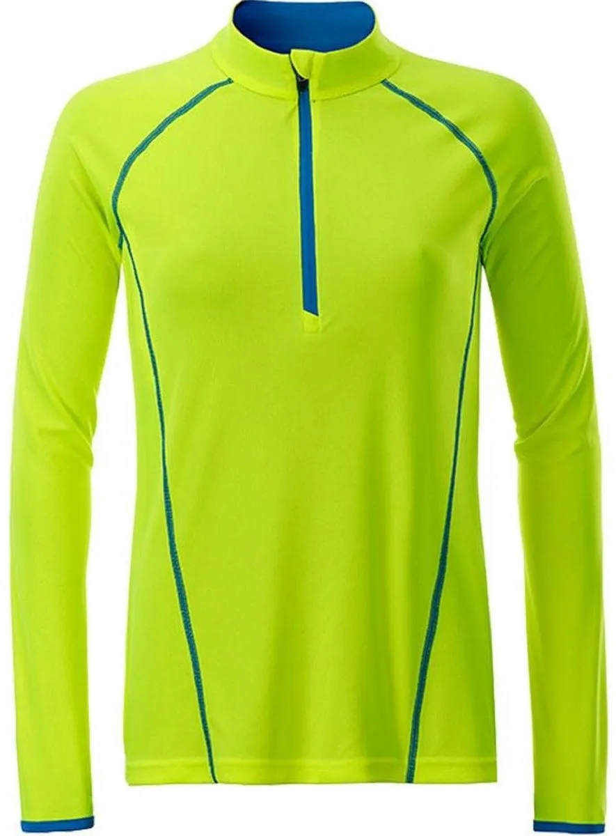 Maillot running respirant manches longues - Femme - JN497 - jaune et bleu vif 