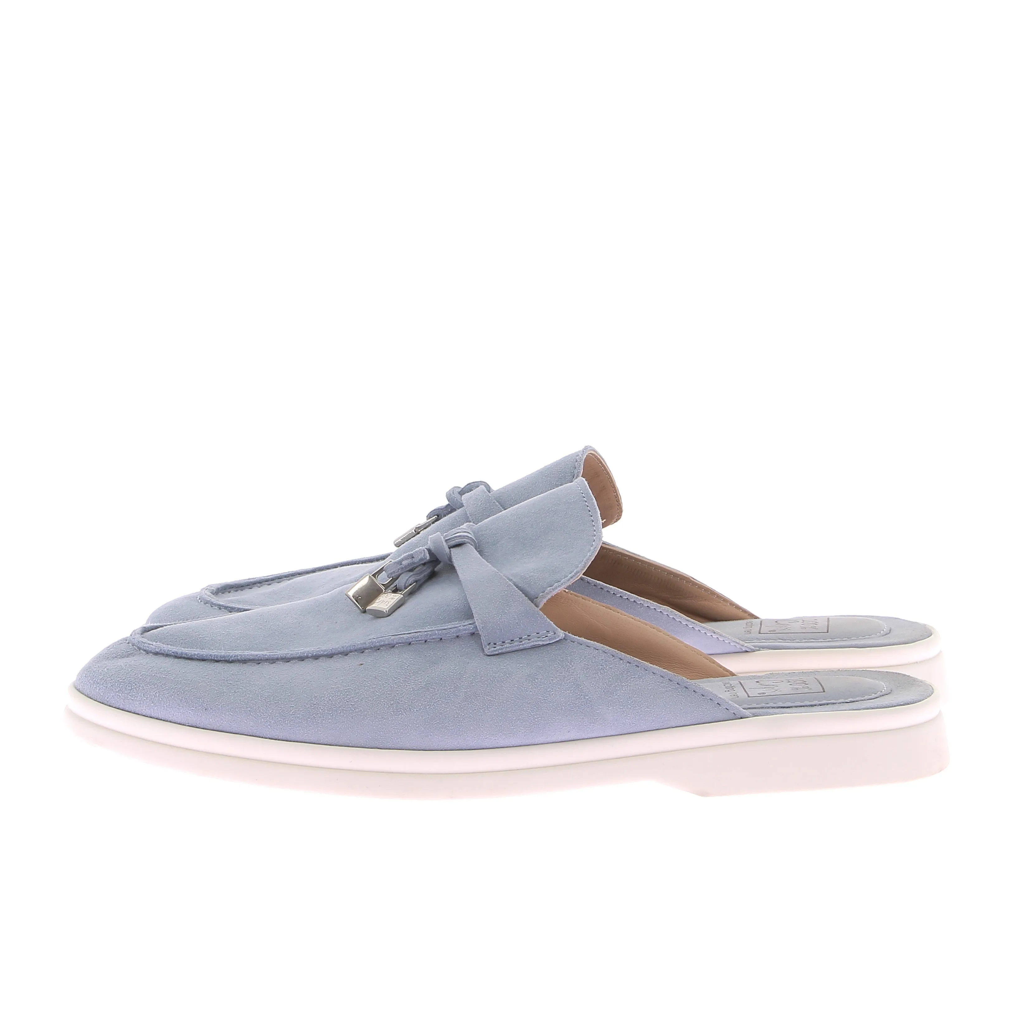 Mules Ischia en daim bleu