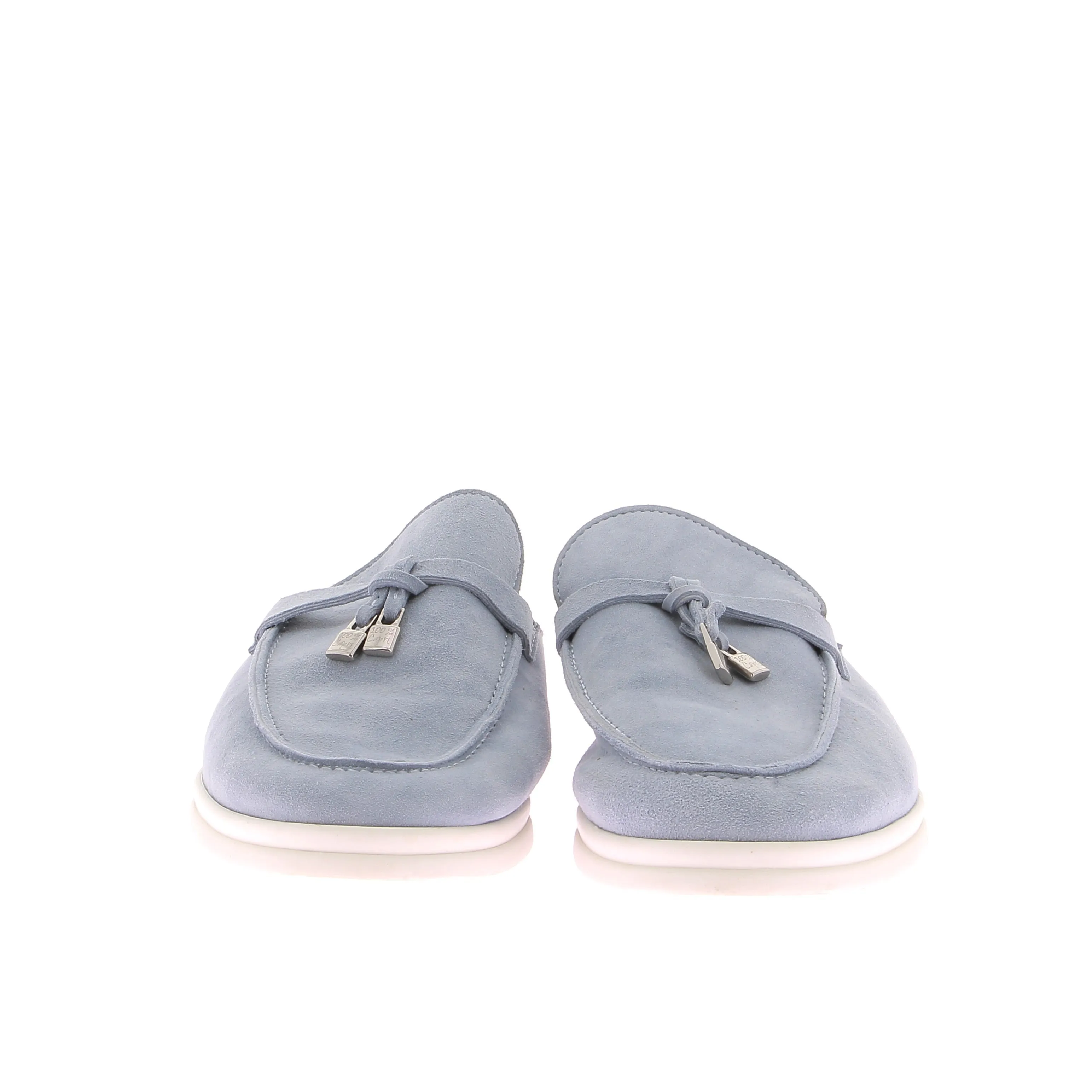 Mules Ischia en daim bleu