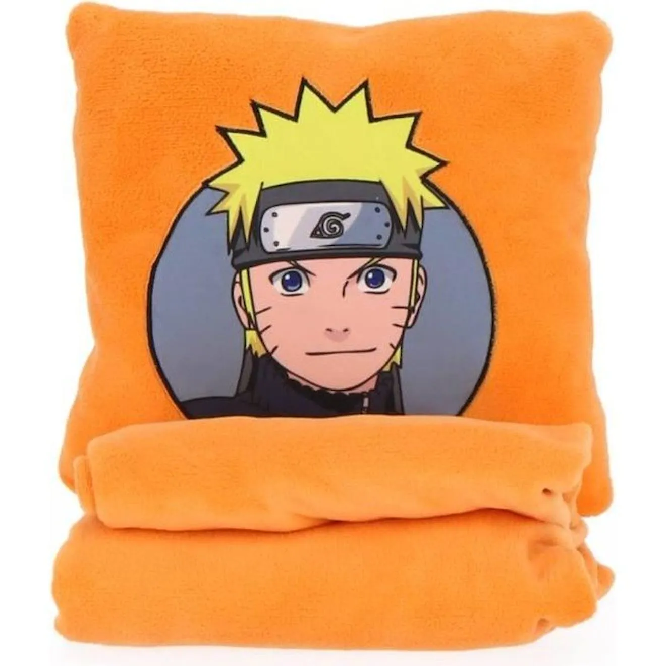 NARUTO - Coussin Plaid 2 en 1 Naruto Ado 140x100 cm - 100% Polyester - Orange orange - 