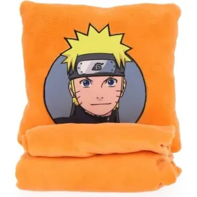 NARUTO - Coussin Plaid 2 en 1 Naruto Ado 140x100 cm - 100% Polyester - Orange orange - 