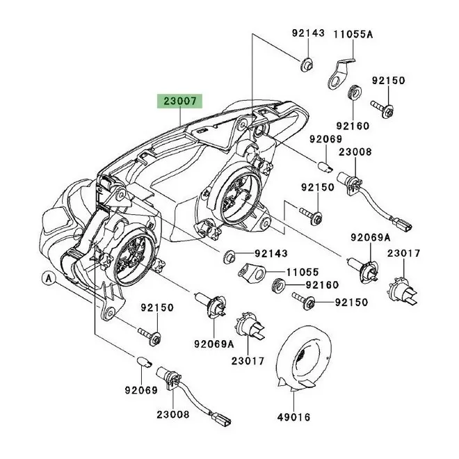 Optique avant Kawasaki Er-6f (2009-2011) | Moto Shop 35