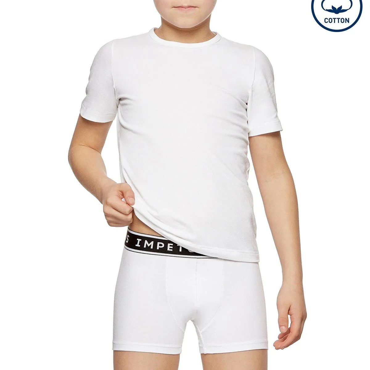 Pack de 2 boxers coton enfant blanc et bleu par Impetus Junior