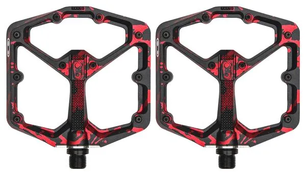 Paire de Pédales Plates Crankbrothers Stamp 7 Large Édition Limitée Noir / Rouge Splatter