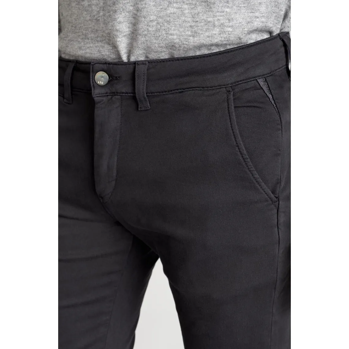 Pantalon chino Jogg Kurt anthracite gris en coton | 3 Suisses