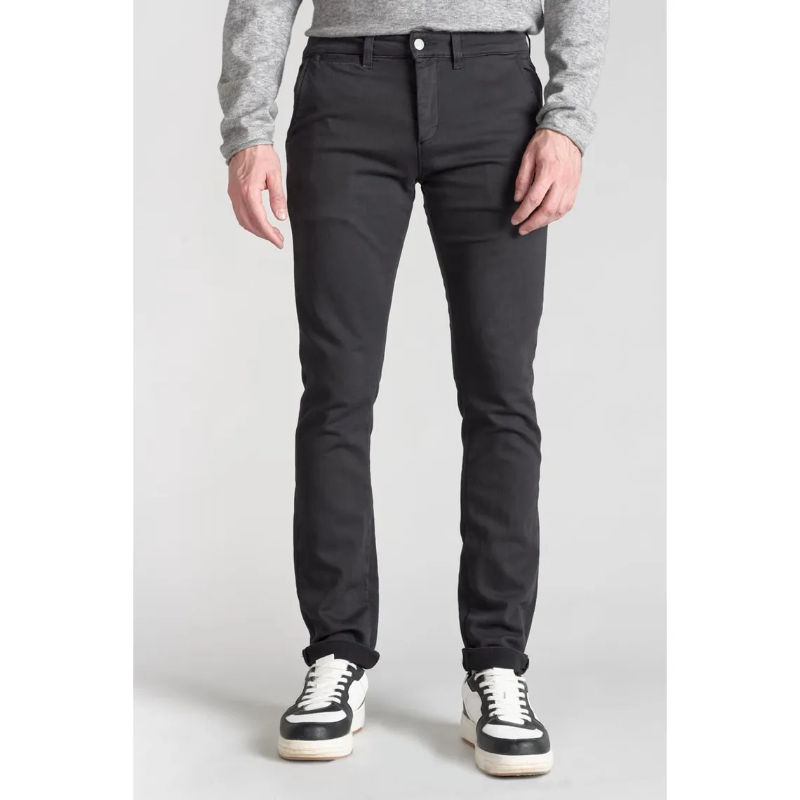 Pantalon chino Jogg Kurt anthracite gris en coton | 3 Suisses