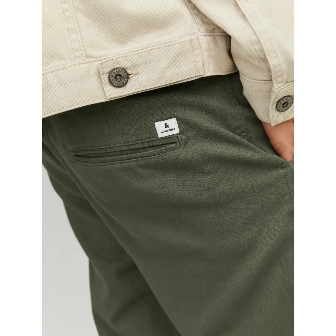 Pantalon chino Slim Fit Marron clair vert en coton | 3 Suisses