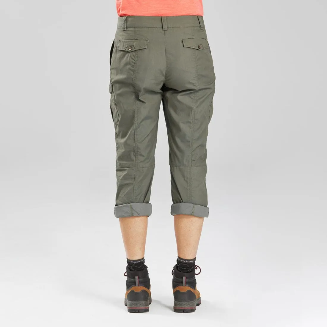 Pantalon de trek voyage - TRAVEL 100 gris femme