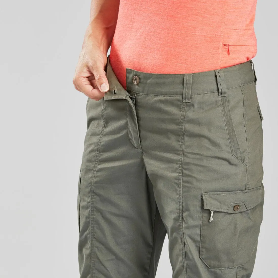 Pantalon de trek voyage - TRAVEL 100 gris femme