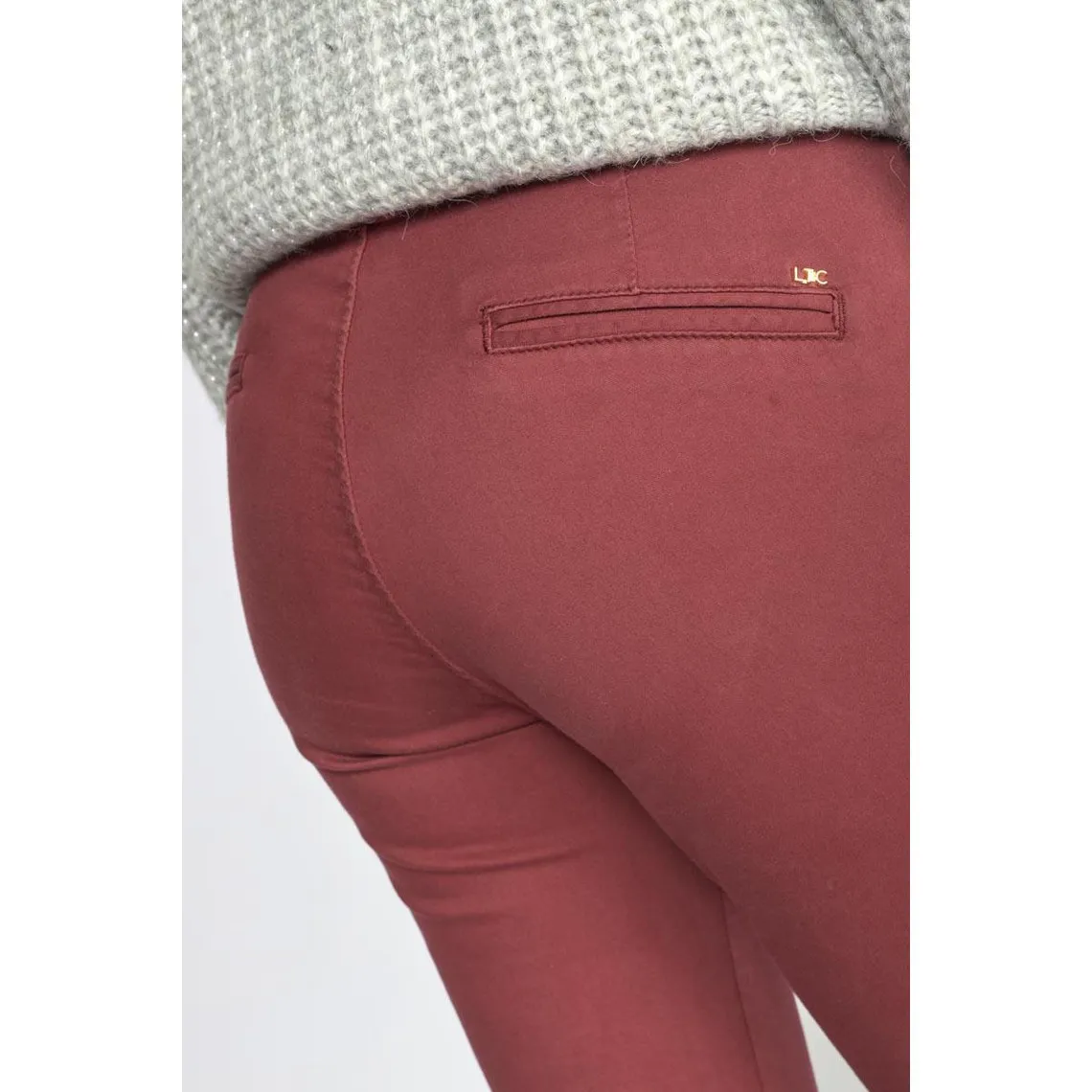 Pantalon dyli bordeaux rouge en coton | 3 Suisses