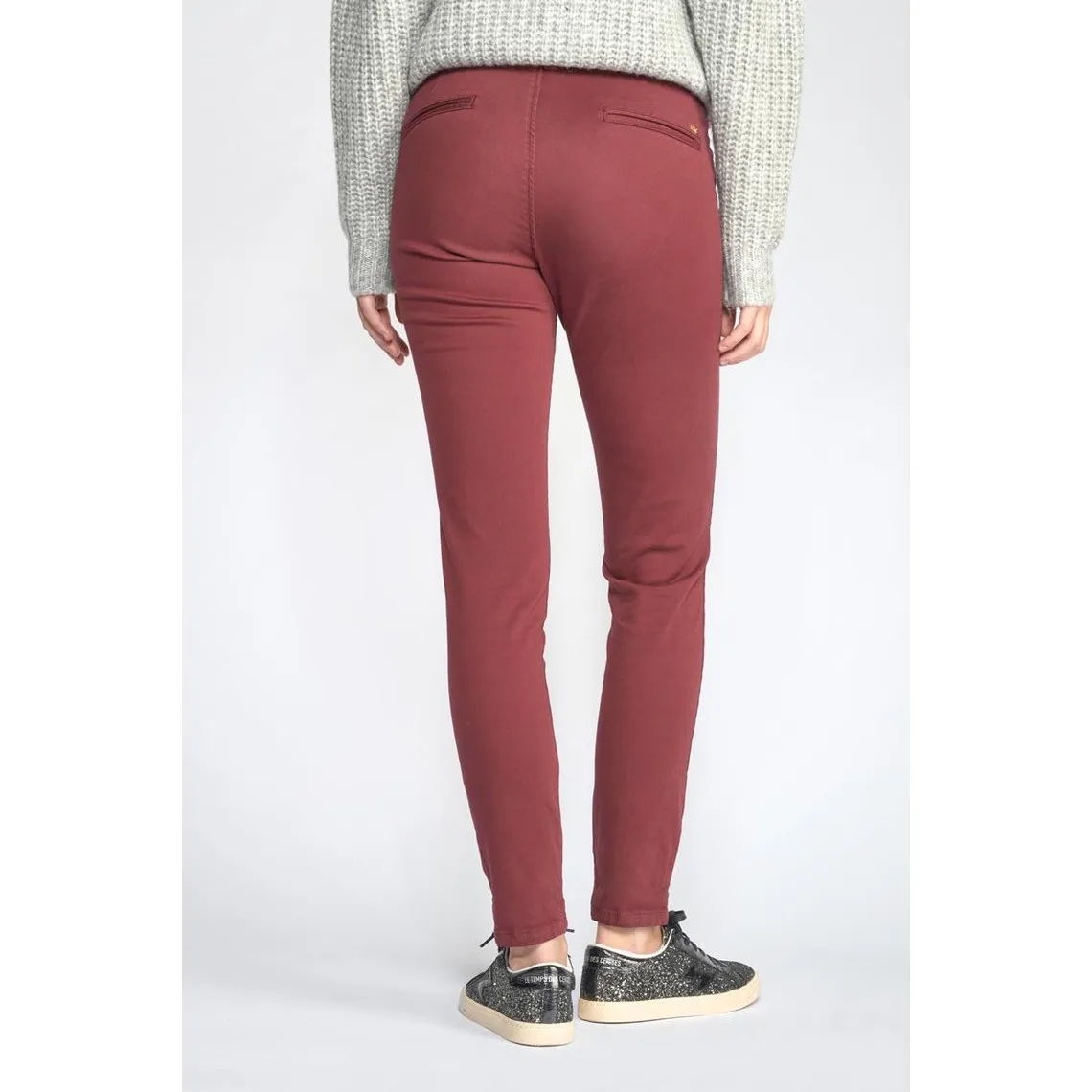 Pantalon dyli bordeaux rouge en coton | 3 Suisses