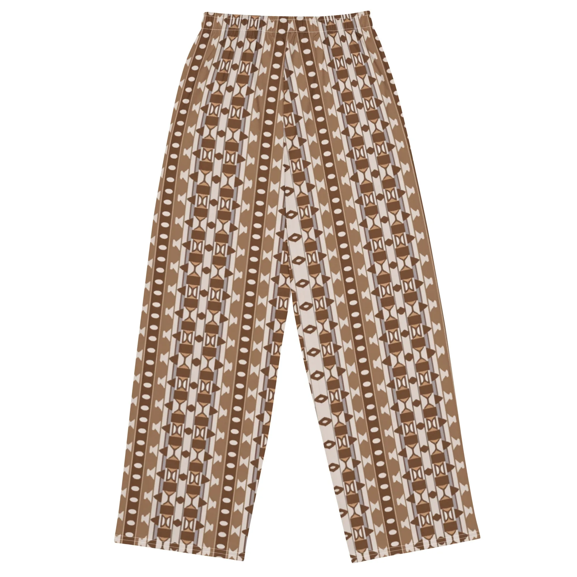 Pantalon large all over unisexe Motif Brun et Beige