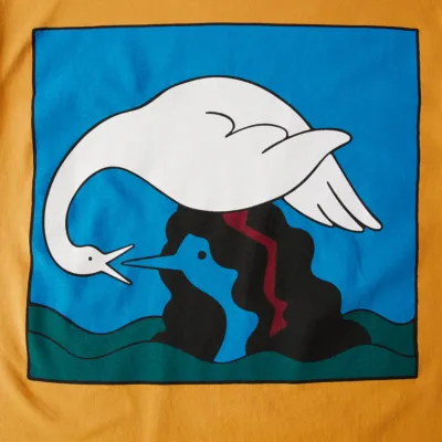 PARRA - SWAN TO THE FACE T-SHIRT - Ocher