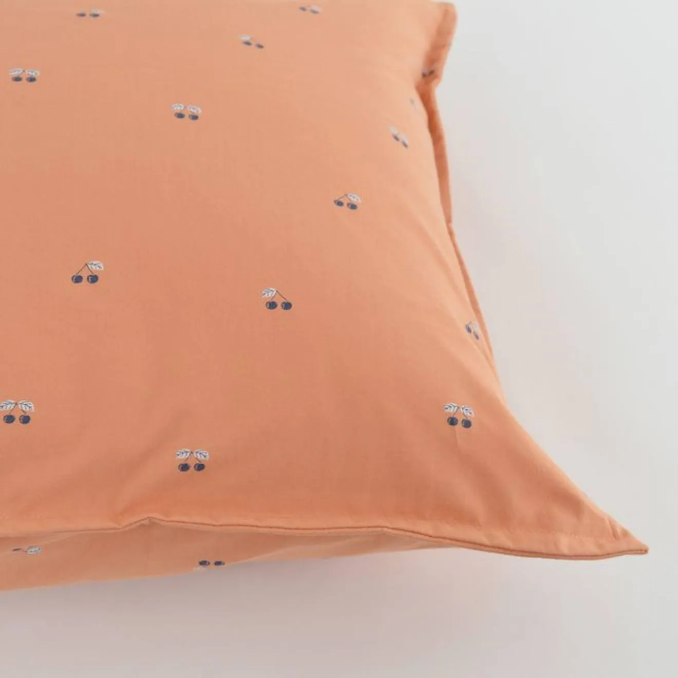 Parure de lit 100x140 cm en coton bio* Griotte orange - Little Crevette