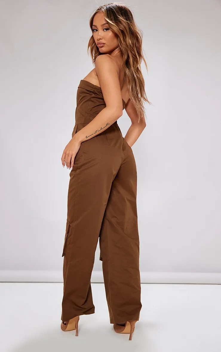 Petite Combinaison cargo marron à détail corset