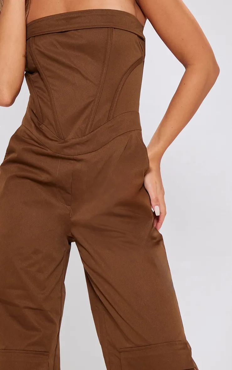 Petite Combinaison cargo marron à détail corset