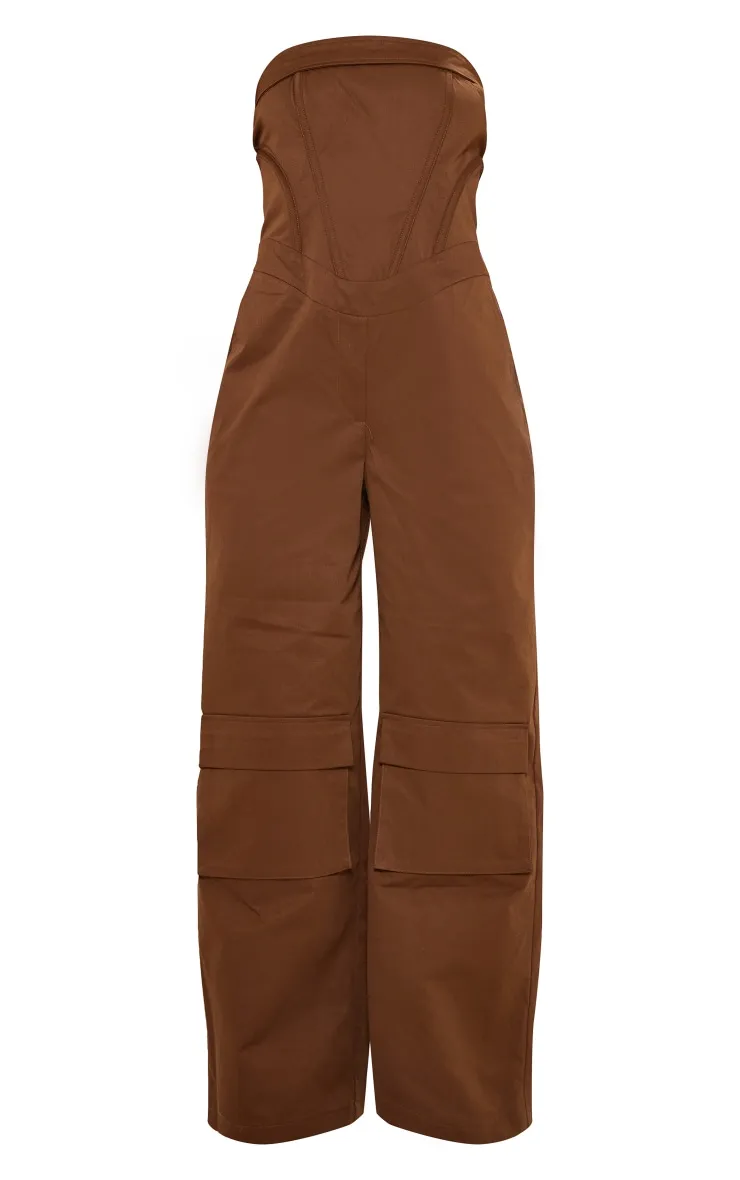 Petite Combinaison cargo marron à détail corset