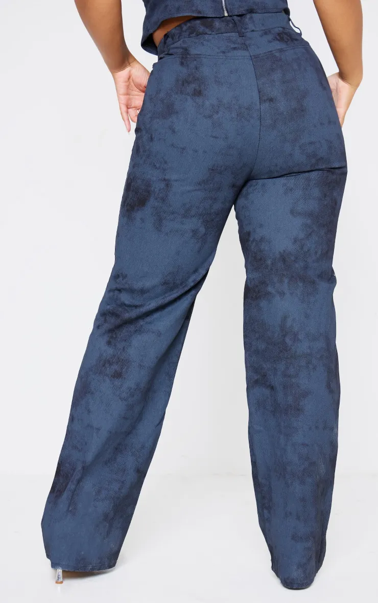 Plus Pantalon cargo en maille sergée bleu délavé à taille haute et poches