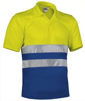 Polo de travail - Homme - REF BUILD - jaune fluo et bleu azur 