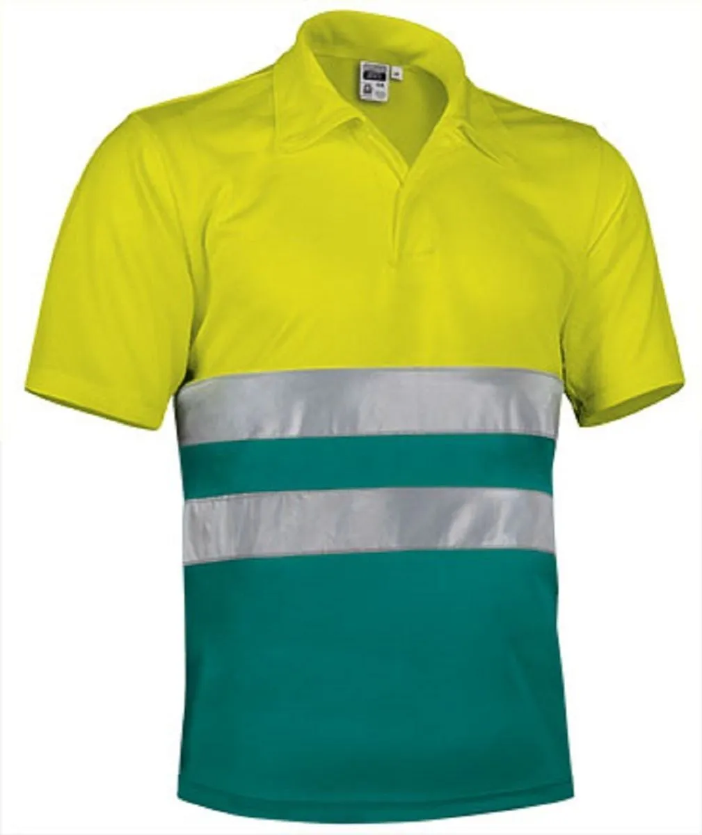 Polo de travail - Homme - REF BUILD - jaune fluo et vert amazone 