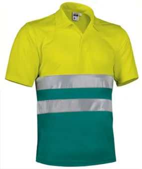 Polo de travail - Homme - REF BUILD - jaune fluo et vert amazone 