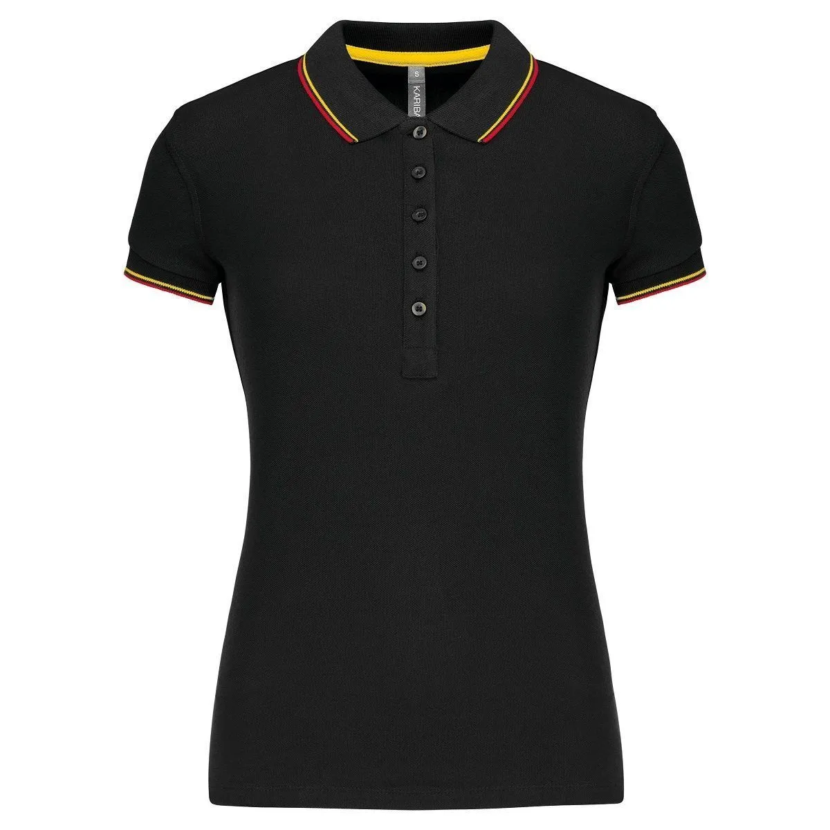 Polo manches courtes - Femme - K251 - noir - rouge - jaune 