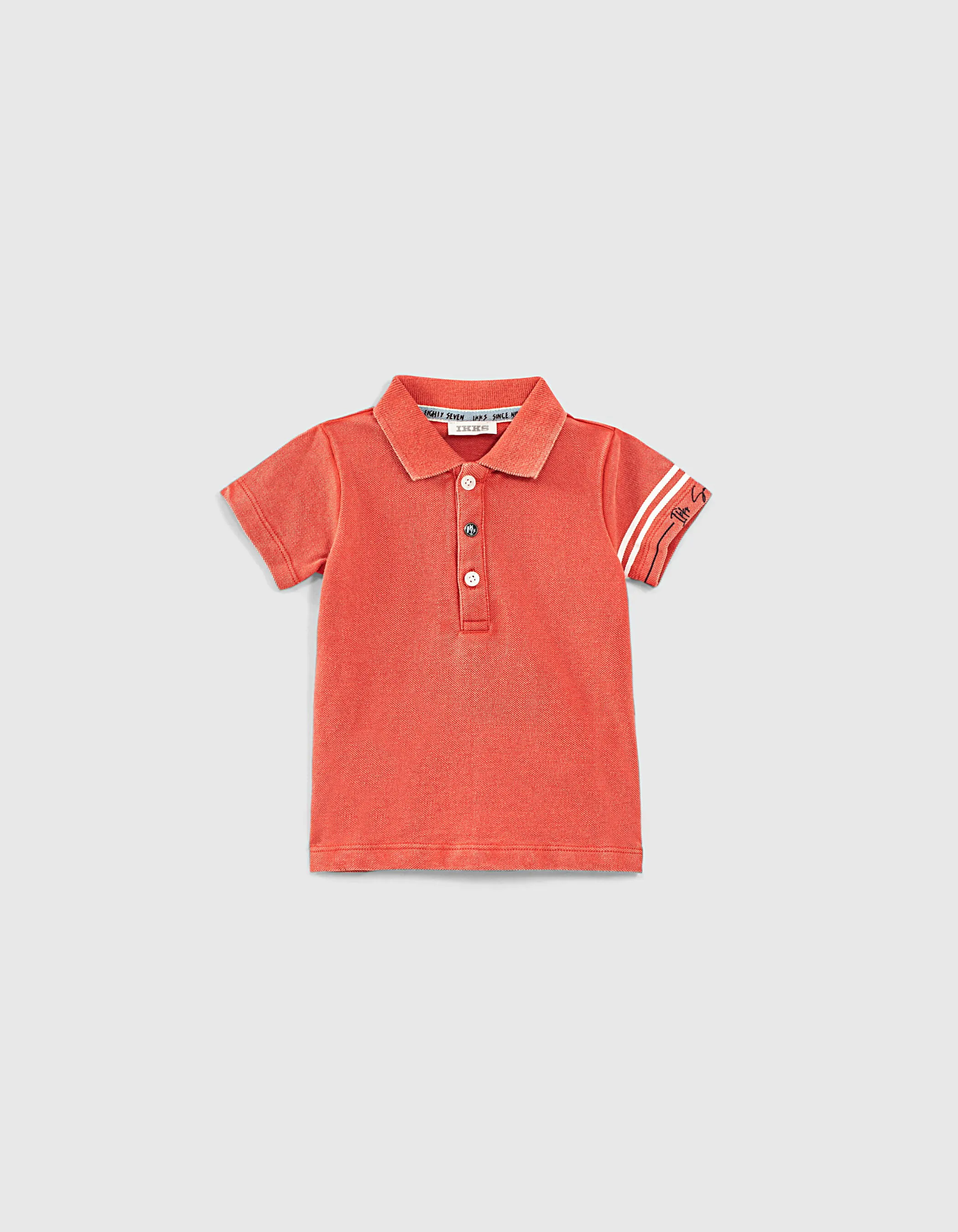 Polo orange avec maxi print dos coton bio bébé garçon 