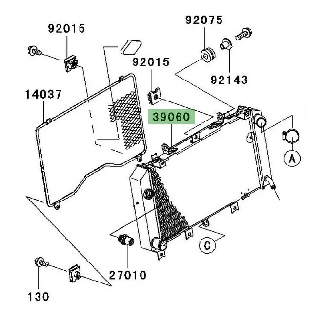 Radiateur d'origine Kawasaki Z1000 (2003-2006) | Moto Shop 35