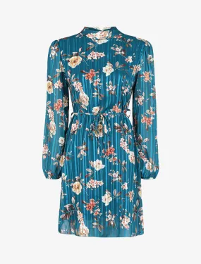 Robe bohème à motifs roses - Bleu