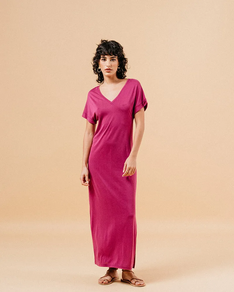 ROBE LONGUE AUBERGINE MARGAUX