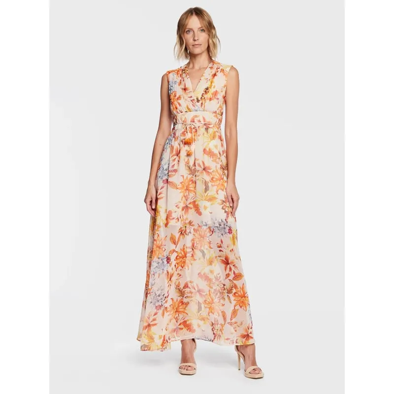 Robe longue à fleurs gilda orange femme - Guess | wimod