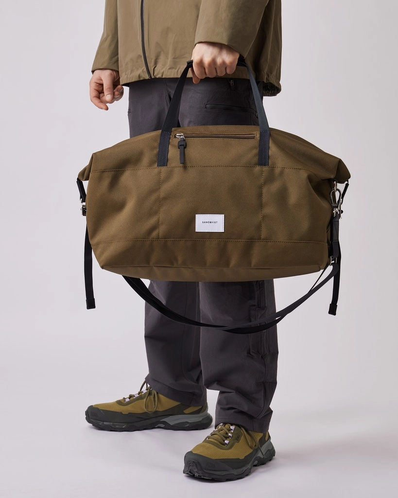 Sac de Voyage Sandqvist Milton Olive With Black Leather