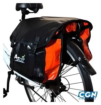 sacoche velo porte bagages a pont 2 volumes noir/rouge 100% etanche - 360x130x320mm