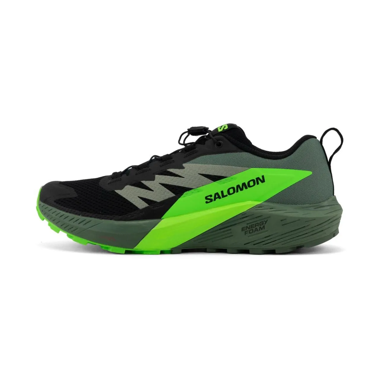 SALOMON SENSE RIDE 5 BLACK ET GREEN GECKO  Chaussures de trail