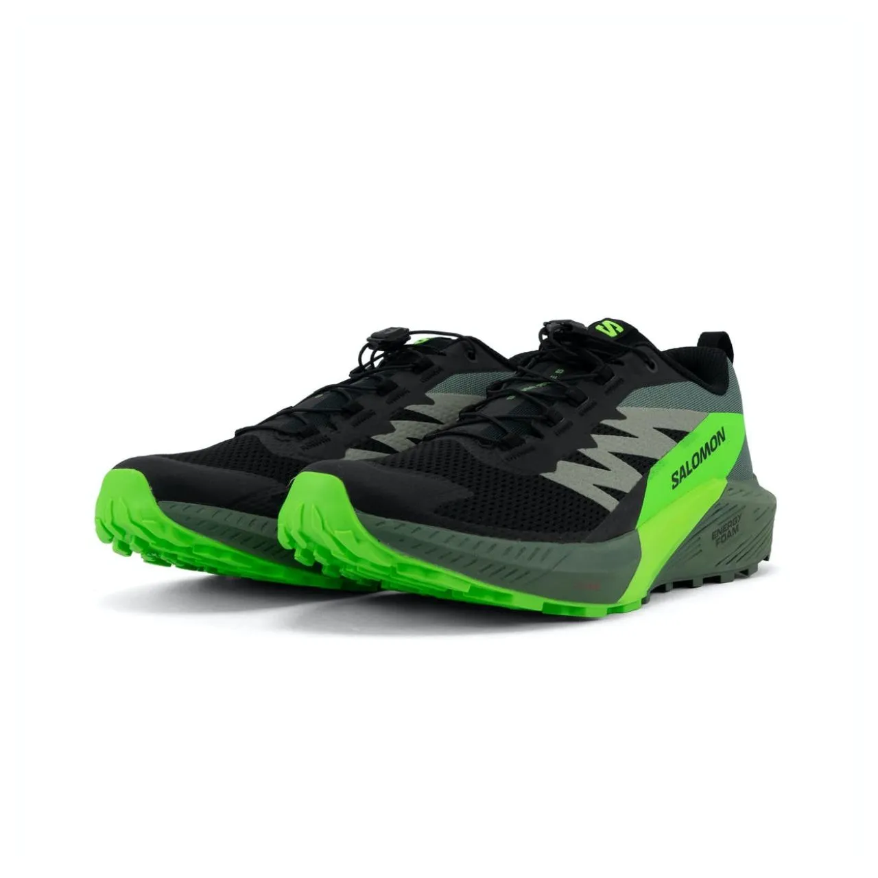 SALOMON SENSE RIDE 5 BLACK ET GREEN GECKO  Chaussures de trail