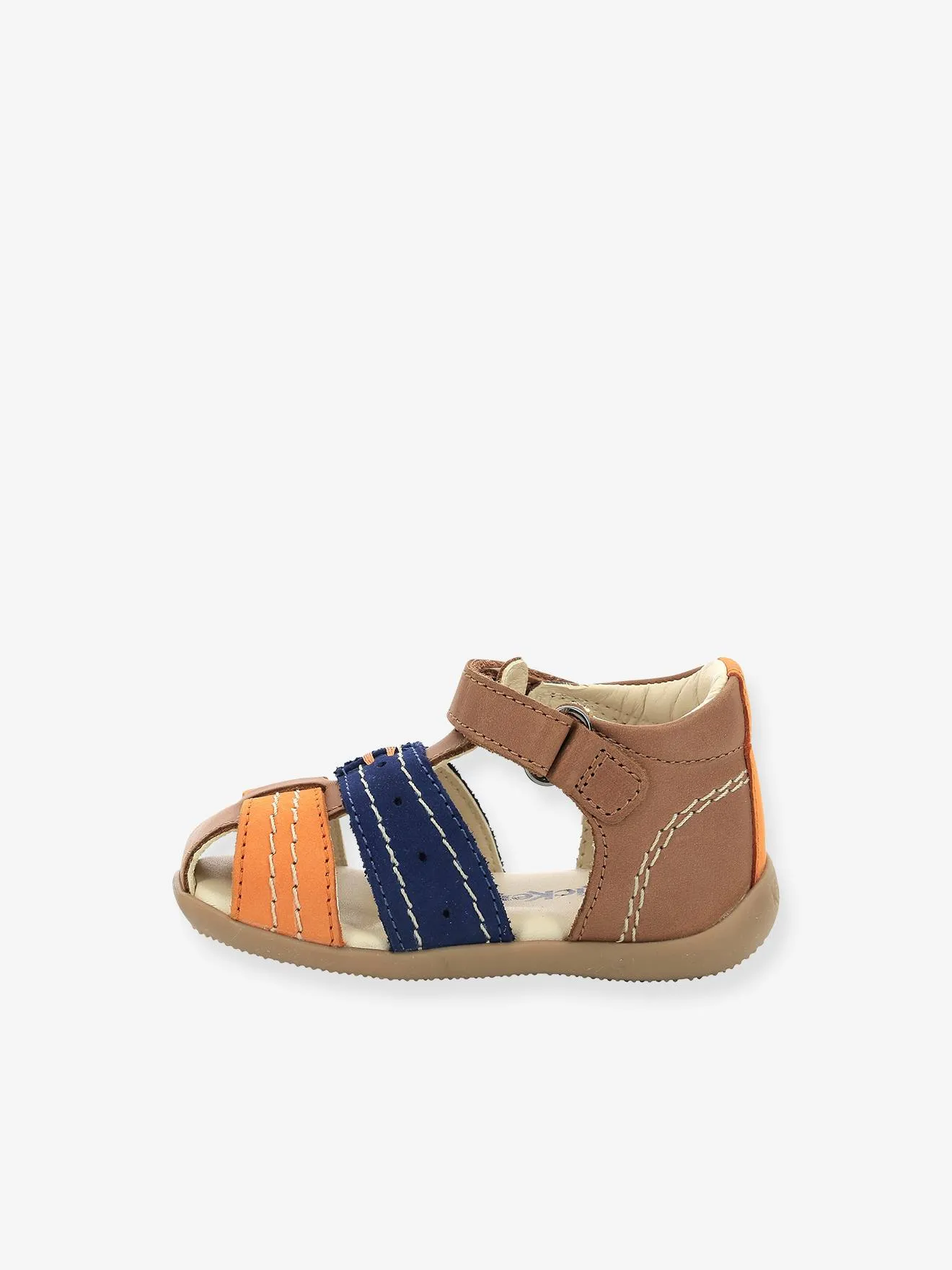 Sandales cuir bébé Bigbazar-2 Iconique Biboo KICKERS® camel orange bleu - Kickers