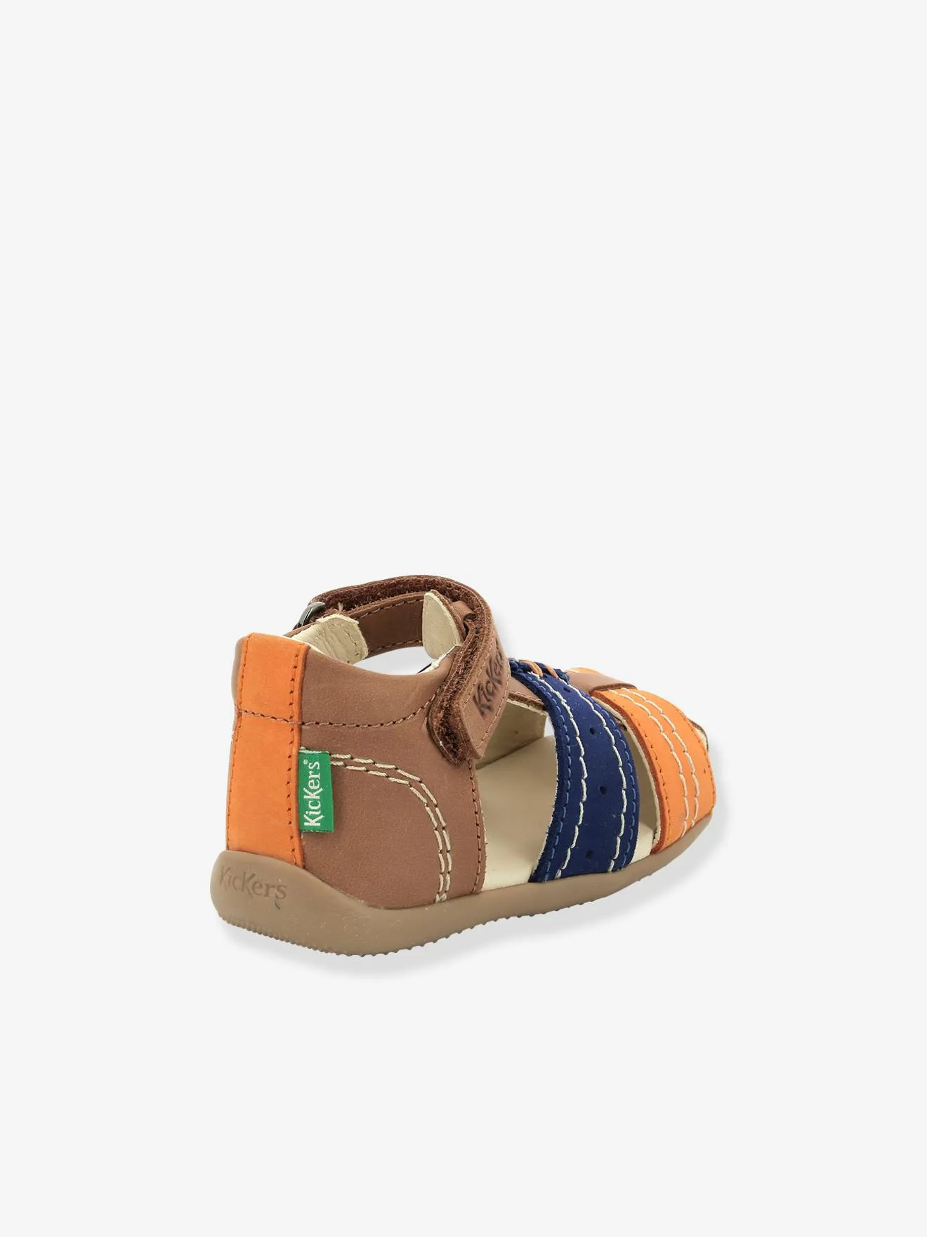 Sandales cuir bébé Bigbazar-2 Iconique Biboo KICKERS® camel orange bleu - Kickers