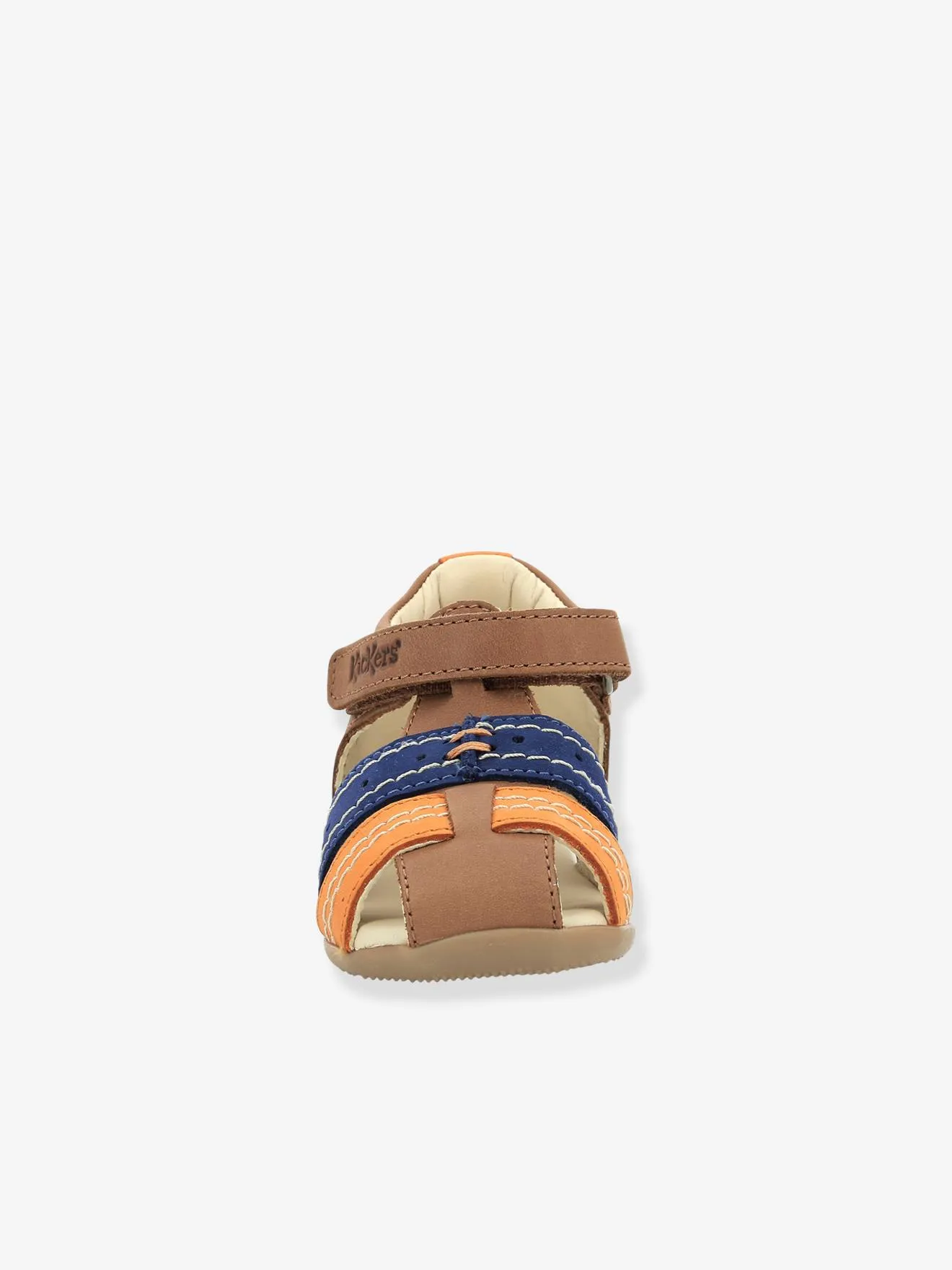 Sandales cuir bébé Bigbazar-2 Iconique Biboo KICKERS® camel orange bleu - Kickers