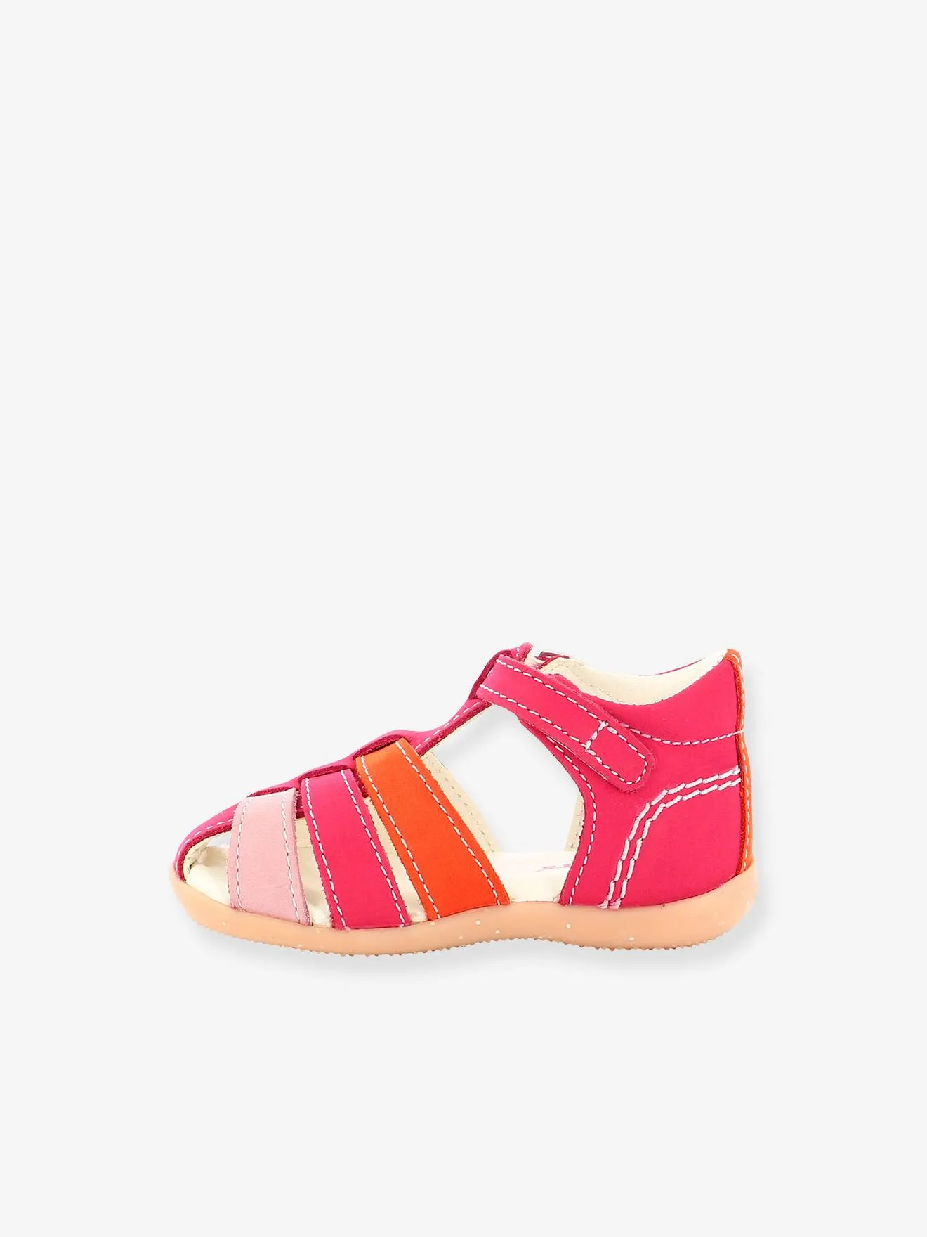 Sandales cuir bébé fille Bigfly 2 KICKERS® rose orange tricolore - Kickers