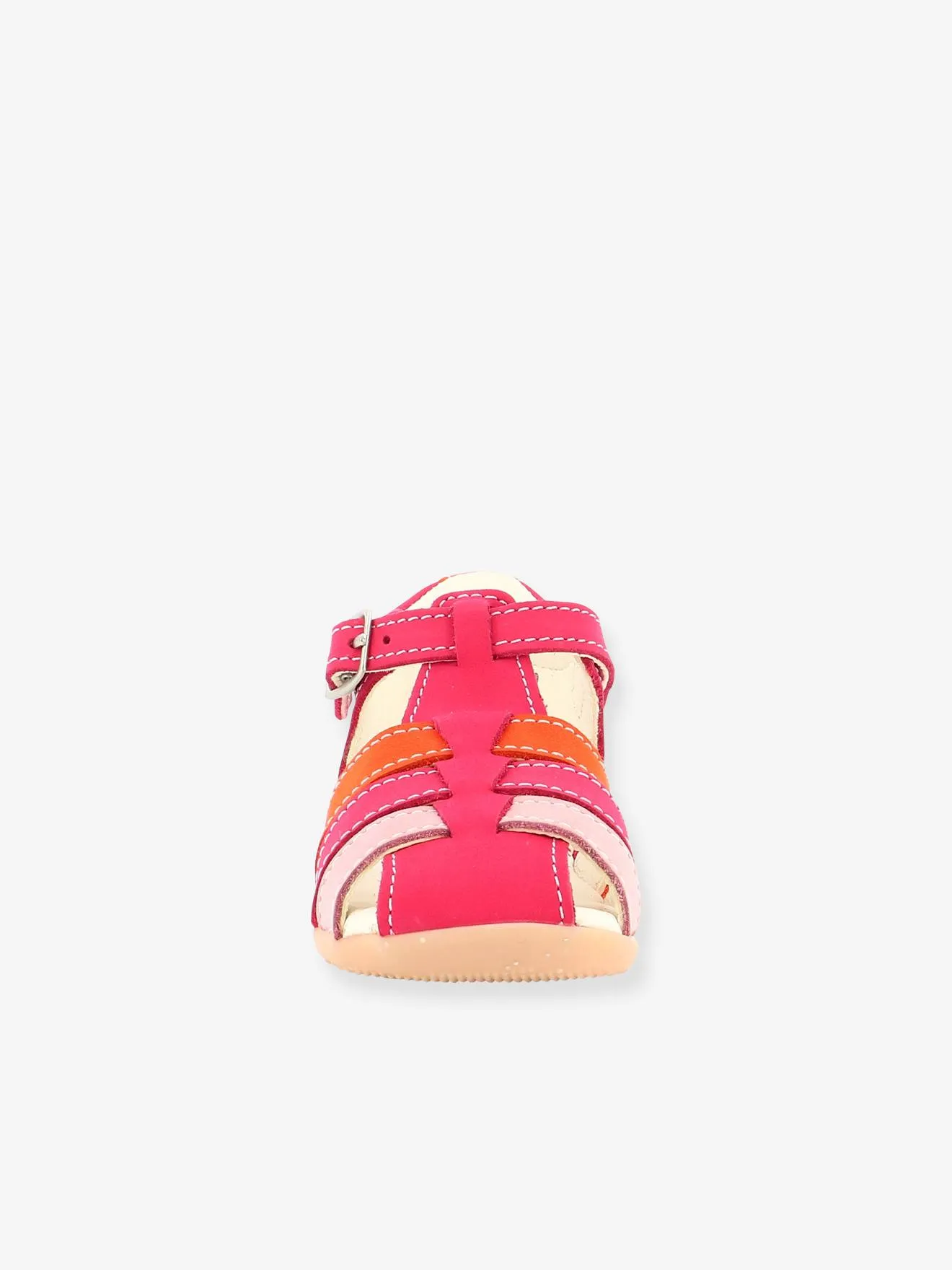 Sandales cuir bébé fille Bigfly 2 KICKERS® rose orange tricolore - Kickers