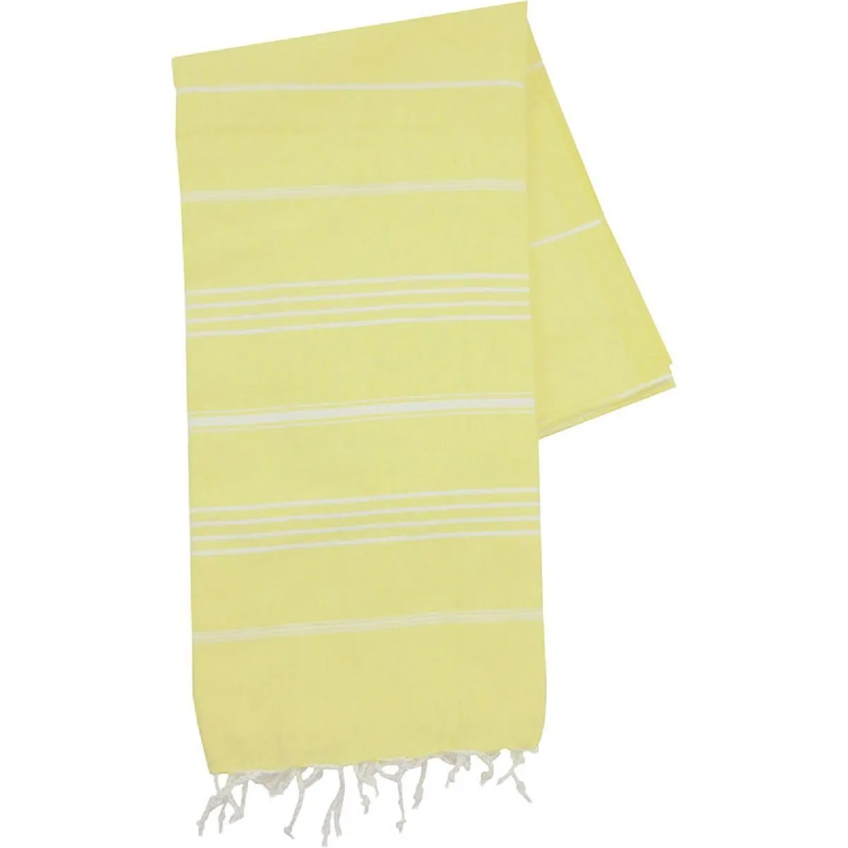 Serviette de plage - fouta - hammam - T1-HAM - jaune et blanc 